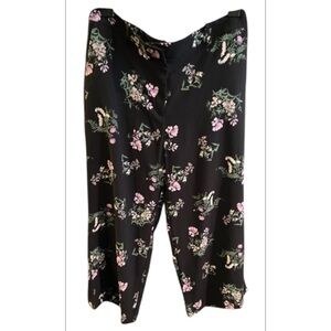 Ann Taylor Factory Women’s Black Floral Wide Leg Crop Pants Size 10